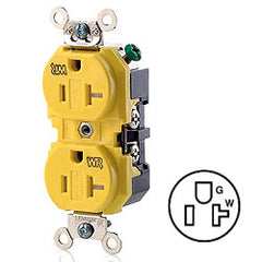 Leviton TWR20 Duplex Receptacle 20 Amp, 125 Volt, NEMA 5-20R