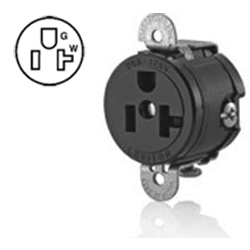 Leviton 5558-SS Short Strap Single Receptacle with Straight Blade 20 Amp and 125 Volt