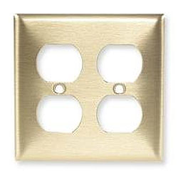 Hubbell SB82 Duplex Standard Size 2-Gang Metallic Brass Wallplate