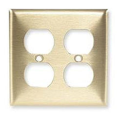 Hubbell SB82 Duplex Standard Size 2-Gang Metallic Brass Wallplate