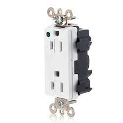 Leviton M1626-PL Lev-Lok Decora Plus 15 Amp Extra Heavy Duty Hospital Grade Receptacle with Power Indication