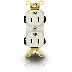 Leviton M1636-BI Lev-Lok 20 Amp 125 Volt Industrial Grade Wide Body Duplex Modular Receptacle
