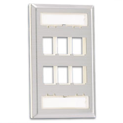 Panduit® NKF2S NetKey Single Gang Flush Mount Vertical Stainless Steel Screw-on Faceplate with Labels