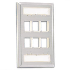 Panduit® NKF2S NetKey Single Gang Flush Mount Vertical Stainless Steel Screw-on Faceplate with Labels