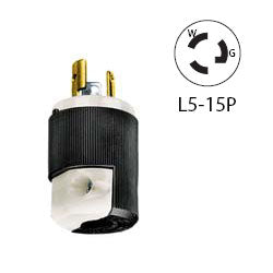 Hubbell HBL4720C 15 Amp 125V Black and White Locking Plug - Industrial Grade (Grounding) L5-15P