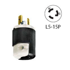 Hubbell HBL4720C 15 Amp 125V Black and White Locking Plug - Industrial Grade (Grounding) L5-15P