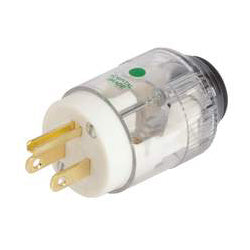 Hubbell 515HSPT 15 Amp Hospital Grade Straight Blade Python Plug, Clear