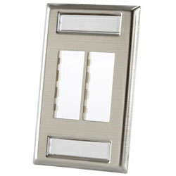 Legrand - Ortronics OR-403STJ14 TracJack™ 4-Port Single Gang Stainless Steel Faceplate