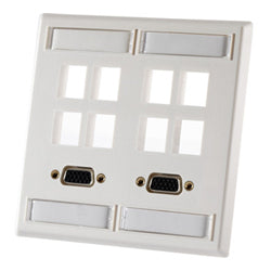 Legrand - Ortronics OR-KSFP8VFT 8 Port Double Gang Plastic Faceplate, Fog White