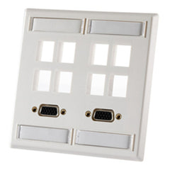 Legrand - Ortronics OR-KSFP8VFT 8 Port Double Gang Plastic Faceplate, Fog White