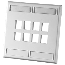 Legrand - Ortronics OR-KSFP8 8 Port Dual Gang Plastic Faceplate, Fog White