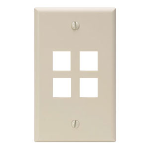 Leviton 41080-4 Single Gang QuickPort Wallplate 4 Port