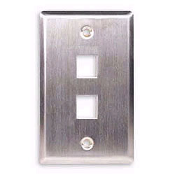 ICC IC107SF2SS Flush Mount Single Gang Stainless Steel Faceplate - 2 Port