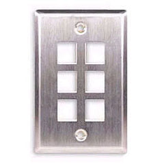 ICC IC107SF6SS Flush Mount Single Gang Stainless Steel Faceplate-6 Port