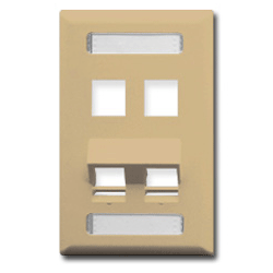 ICC IC107AS4 Angled Bottom 4-Port Single Gang Faceplate with Station ID