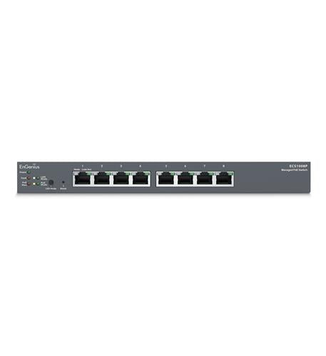 EnGenius ECS1008P Cloud Managed 8-Port Gigabit PoE+ Switch with 55W Power Budget