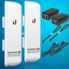 Ubiquiti NSM5 PRE-CONFIGURED Bundle of 2 Ubiquiti airMAX NanoStation M5, Point to Point Outdoor WiFi Bridge, Plugh and Play, 5GHz, 150+Mbps, 15+km Link Range, Network WiFi Bridge.