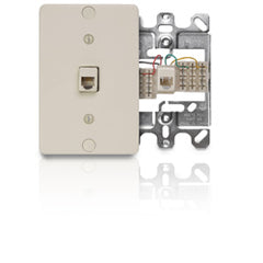 Leviton 40253 6P4C Quick Connect Wall Phone Jack with Plastic Wallplate