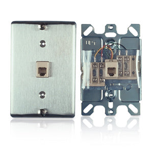 Allen Tel AT630A Stainless Steel Wall Phone Jack - Screw Terminals
